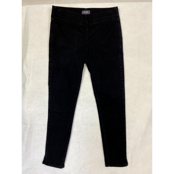 NYDJ Super Skinny Pull On Ankle Jeans PM Petite Medium Black Spanspring 29x26 - Picture 1 of 16